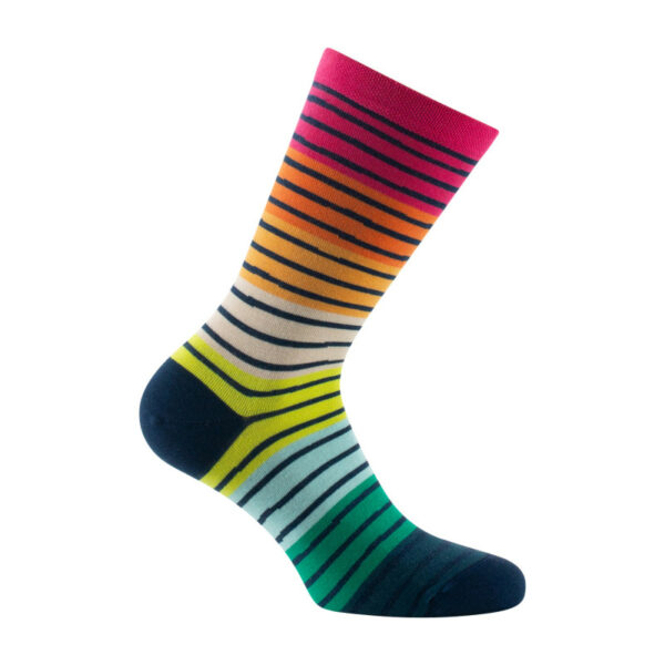 Mi-chaussettes femmes en coton rayures colorées